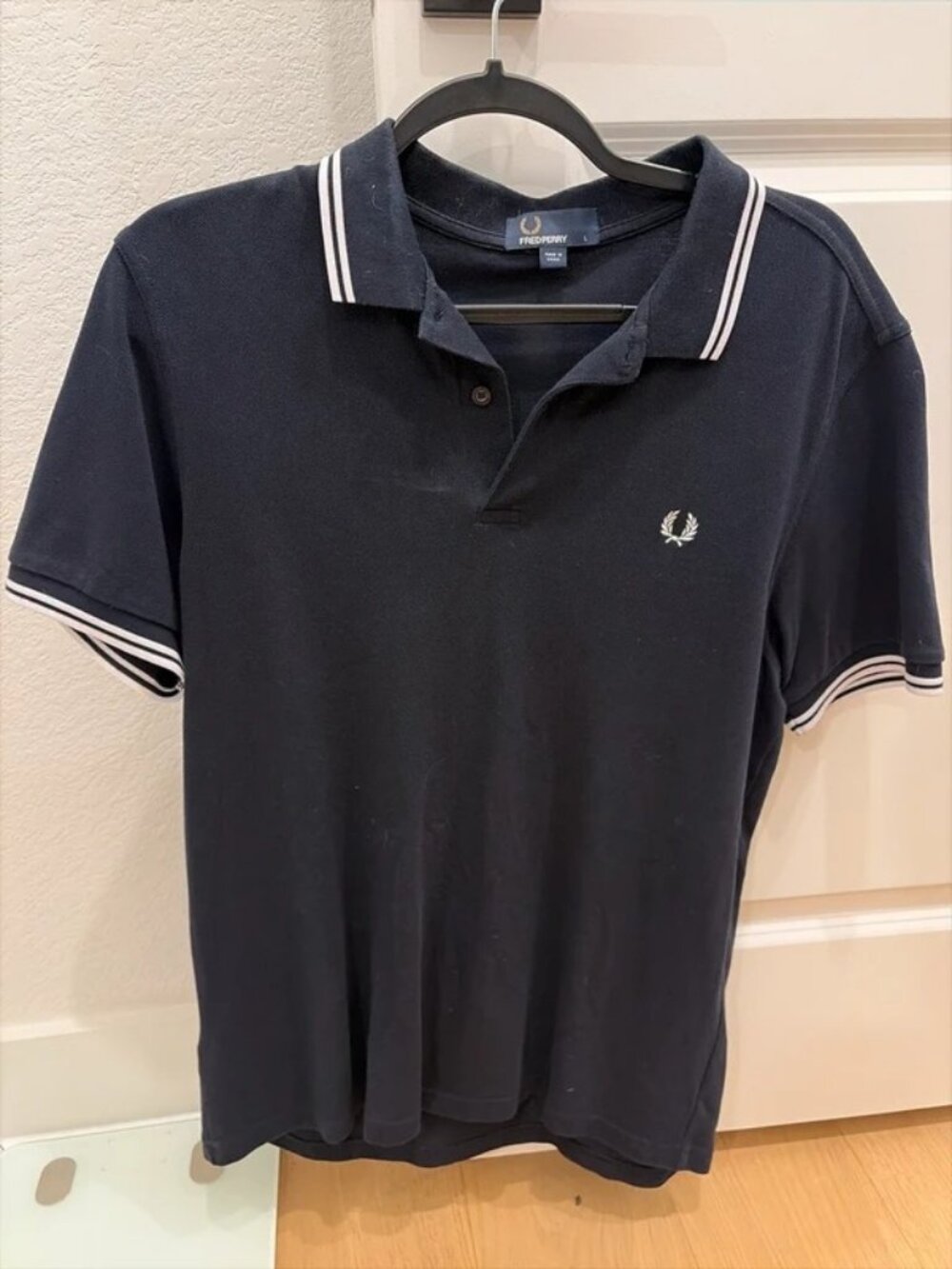 Fred Perry Twin-Tipped Polo Shirt, Men's L, Black